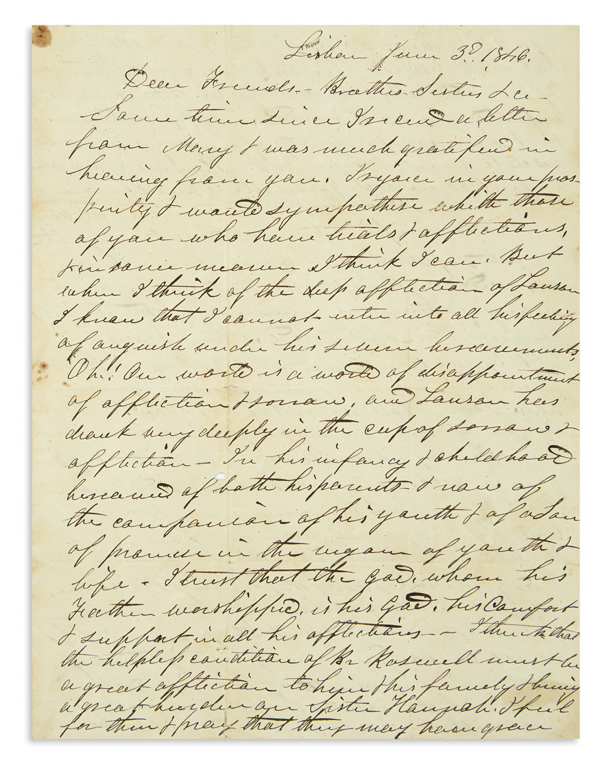 (SLAVERY AND ABOLITION.) Day, Alvah. Letter by an abolitionist clergyman and friend of Gerrit Smith.